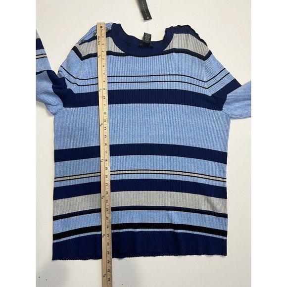 Investments Blue Striped Ribbed Sweater NWT Size 3X - Picture 6 of 6